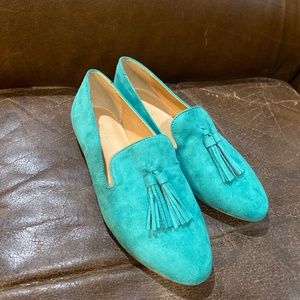 J.Crew Deep Emerald Tassel Smoking Loafers size 7
